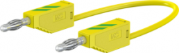 Measuring lead with (4 mm plug, spring-loaded, straight) to (4 mm plug, spring-loaded, straight), 1 m, green/yellow, PVC, 1.0 mm², CAT O