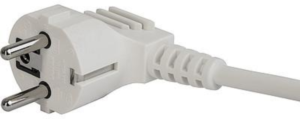 Device connection line, Europe, plug type E + F, angled on C13 jack, straight, H05VV-F3G1.0mm², white, 3 m