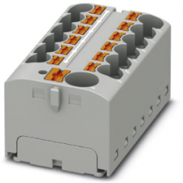 Distribution block, push-in connection, 0.2-6.0 mm², 13 pole, 32 A, 6 kV, gray, 3273878