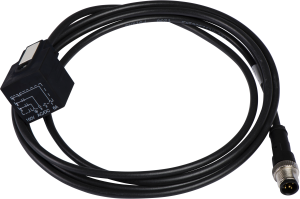 Sensor actuator cable, M12-cable plug, straight to valve connector, 3 pole, 1 m, PUR, black, 4 A, XZCR1523062K1