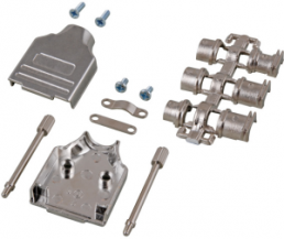 D-Sub connector housing, size: 2 (DA), straight 180°, cable Ø 4 to 13 mm, zinc die casting, silver, 29471.1