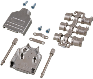 D-Sub connector housing, size: 3 (DB), straight 180°, cable Ø 4 to 13 mm, zinc die casting, silver, 29472.1