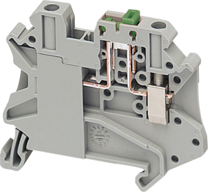 Knife disconnect terminal block, 2 pole, 0.14-6.0 mm², clamping points: 1, gray, screw connection, 20 A
