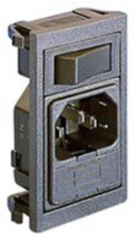 Plug C14, 3 pole, snap-in, plug-in connection, black, BZV01/Z0000/01