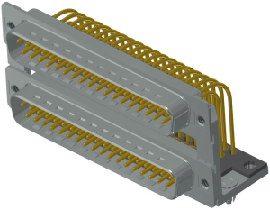 D-Sub plug, 37 pole, high density, equipped, pin header/pin header, angled, solder pin, 163A19519X