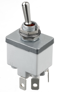 Toggle switch, metal, 2 pole, groping/latching, (On)-Off-On, 15 A/28 VDC, silver-plated, 3547-021N000