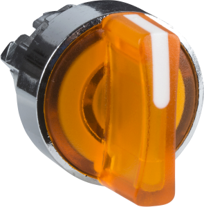 Selector switch, illuminable, latching, waistband round, orange, front ring silver, 2 x 90°, mounting Ø 22 mm, ZB4BK1253