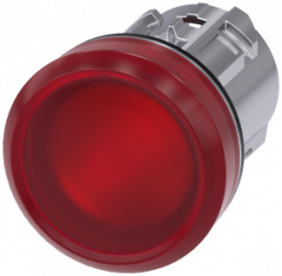 Indicator light, 22 mm, round, metal, high gloss,red, lens, smooth