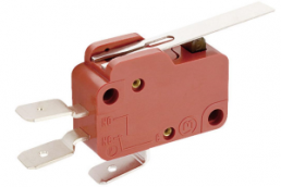 Miniature snap-action switche, On-On, plug-in connection, hinge lever, 0.8-1.4 N, 10 (4) A/400 VAC
