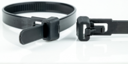 Cable tie, releasable, polyamide, (L x W) 100 x 7.6 mm, bundle-Ø 20 mm, black, UV resistant, -40 to 85 °C