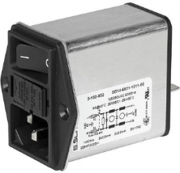 IEC plug C14, 50 to 60 Hz, 10 A, 250 VAC, faston plug 6.3 mm, 3-105-326