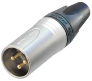 XLR plug, 3 pole, gold-plated, 2.5 mm², AWG 14, metal, NC3MXX-HE