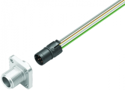 Sensor actuator cable, M12-flange plug, straight to open end, 4 pole, 0.2 m, 4 A, 99 3433 100 04