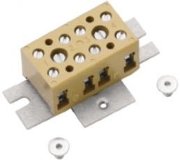 Terminal block, 4 pole, 4.0 mm², yellow, screw connection, 32 A