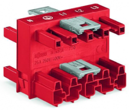 3-fold distributor, 5 pole, spring-clamp connection, red, 770-909