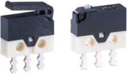 Ultraminiature snap-action switche, On-On, solder connection, ball head, 0.9 N, 0.5 A/30 VDC, IP40