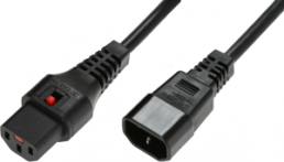 Device connection line, International, C14-plug, straight on C13-connector, straight, SVT 3 x AWG 18, black, 1.8 m