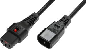 Device connection line, International, C14-plug, straight on C13 jack, straight, SVT 3 x AWG 18, black, 1.8 m