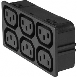 Distribution strip, 6-fold F, snap-in, plug-in connection, black, 3-103-872