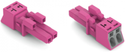 Socket, 2 pole, spring-clamp connection, 0.25-1.5 mm², pink, 890-282/080-000