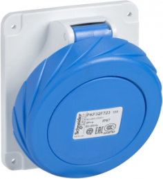 CEE surface-mounted socket, 3 pole, 16 A/200-250 V, blue, IP67, PKF16F723