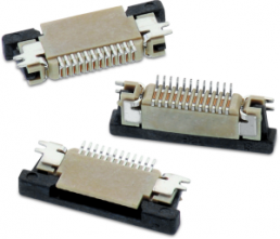 Connector, 30 pole, 1 row, pitch 0.5 mm, solder connection, tin/nickel plated, 68713014522