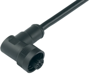 Sensor actuator cable, cable socket, angled to open end, 6 pole + PE, 2 m, PVC, black, 8 A, 79 0238 20 07