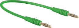 Measuring lead with (2 mm plug, spring-loaded, straight) to (2 mm plug, spring-loaded, straight), 150 mm, green, PVC, 0.5 mm²