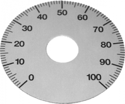 Scale disk, Ø 40 mm, 0-100, 270° for shafts to 10 mm, 60.23.014