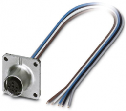 Sensor actuator cable, M12-flange socket, straight to open end, 5 pole, 0.5 m, 4 A, 1440986