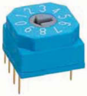 Encoding rotary switches, 16 pole, hexadecimal, straight, 150 mA/24 VDC, RD83THS116RTB