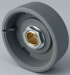 Rotary knob, 6 mm, PA 6, gray, Ø 33 mm, H 14 mm, B8033068