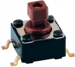 Short-stroke pushbutton, 1 Form A (N/O), 50 mA/12 VDC, unlit , actuator (brown), 1.6 N, SMD