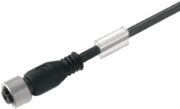 Bus line, M12-plug, angled to open end, PUR, 1 m, black