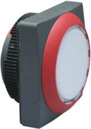 Pushbutton, illuminable, groping, waistband square, white, front ring red, mounting Ø 22.3 mm, 1.30.270.951/2203
