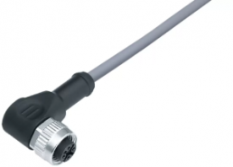Sensor actuator cable, M12-cable socket, angled to open end, 3 pole, 2 m, PVC, gray, 4 A, 77 3434 0000 20003-0200