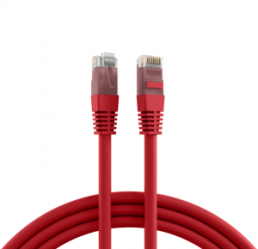 Patch cable, RJ45 plug, straight to RJ45 plug, straight, Cat 6A, U/UTP, PVC, 0.5 m, red