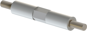 Round / hexagonal spacer bolt, External/External Thread, M3/M3, 20 mm, polystyrene