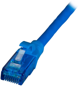 Patch cable, RJ45 plug, straight to RJ45 plug, straight, Cat 6A, U/UTP, LSZH, 15 m, blue