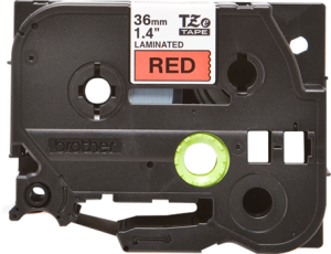 Labelling tape cartridge, 36 mm, tape red, font black, 8 m, TZE-461