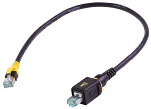 Patch cable, RJ45 plug, straight to RJ45 plug, straight, Cat 6A, S/FTP, PVC, 1 m, black