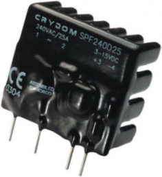 Solid state relay, 240 VAC, zero voltage switching, 4-15 VDC, 10 A, PCB mounting, SPF240D25