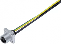 Sensor actuator cable, M12-flange socket, straight to open end, 3 pole + PE, 0.2 m, 12 A, 09 0692 070 04