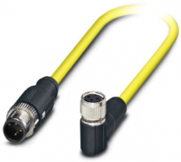 Sensor actuator cable, M12-cable plug, straight to M8-cable socket, angled, 3 pole, 0.5 m, PVC, yellow, 4 A, 1406025