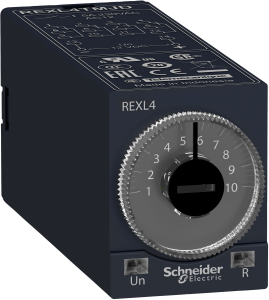 Time relay, 0.1 s to 100 h, delayed switch-on, 4 Form C (NO/NC), 230 VAC, 5 A/250 VAC, REXL4TMP7