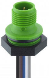 Sensor actuator cable, M12-flange plug, straight to open end, 5 pole, 0.5 m, PVC, green, 4 A, 1230 05 T16CW105 0,5M