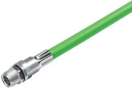 Sensor actuator cable, M8-flange socket, straight to open end, 4 pole, 0.5 m, PUR, green, 4 A, 70 3420 005 04