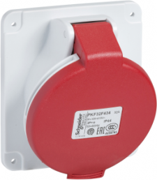 CEE surface-mounted socket, 5 pole, 32 A/380-415 V, red, IP44, PKF32F435