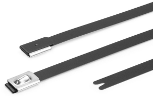Cable tie, Polyester, Stainless steel, (L x W) 127 x 4.6 mm, bundle-Ø 15 to 25 mm, black, -80 to 538 °C