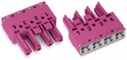 Socket, 4 pole, spring-clamp connection, 0.5-4.0 mm², pink, 770-284